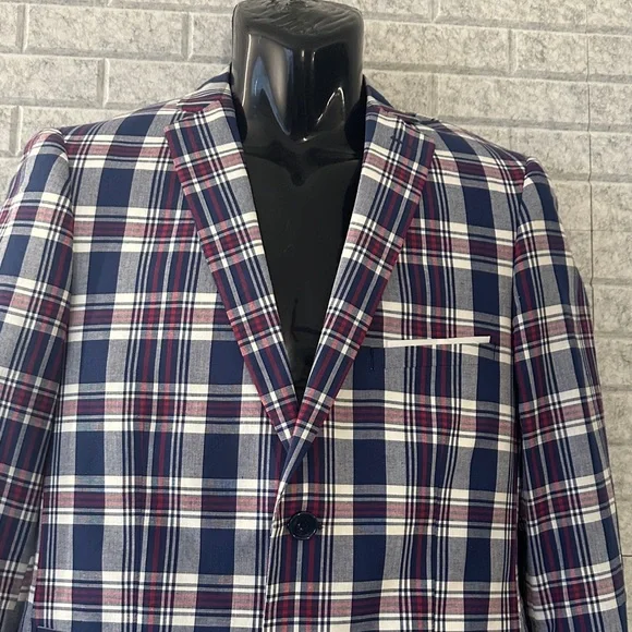 Paisley & Gray Dover Notch Jacket Navy and Red Plaid Blazer